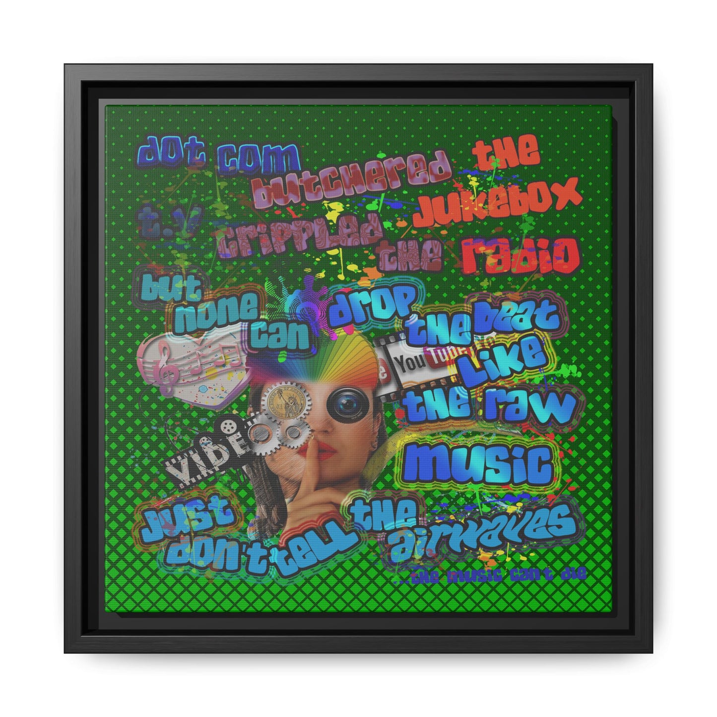 drop the beat - framed canvas art (logo green)