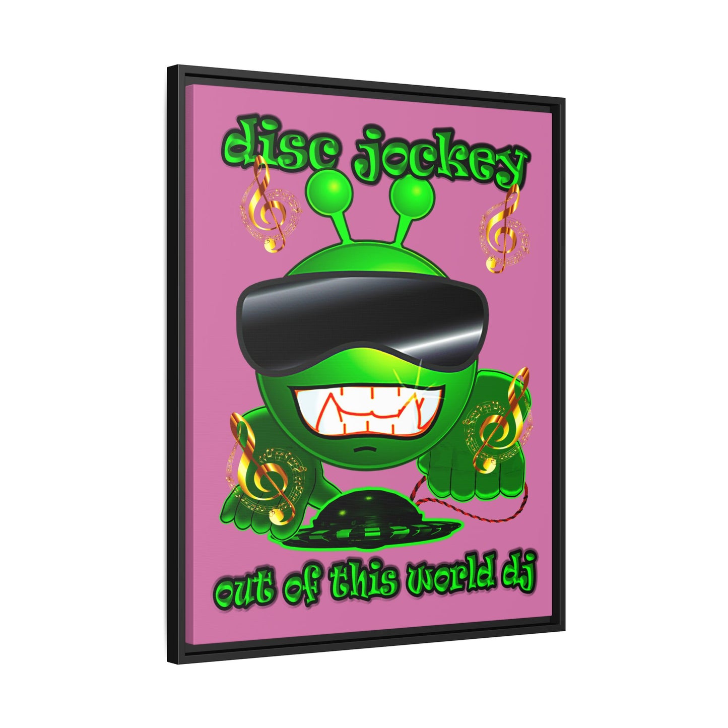 disc jockey - framed canvas art (light pink)