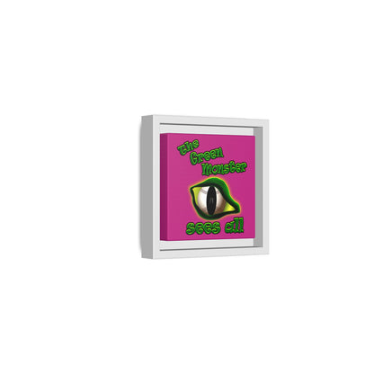 green monster - framed canvas art (pink)