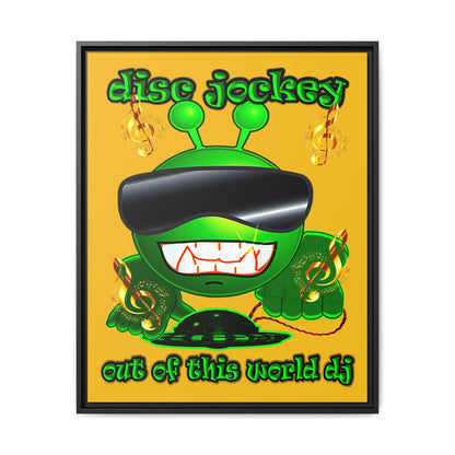 disc jockey - framed canvas art (yellow)
