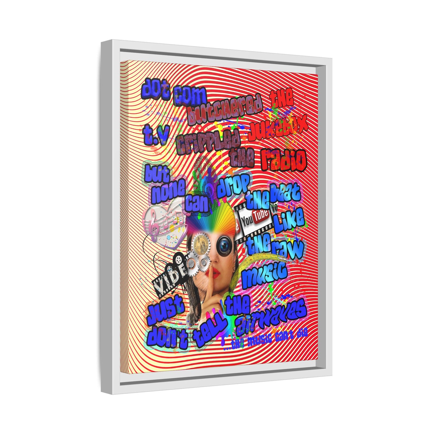 drop the beat - framed canvas art (yellow-orange wave)