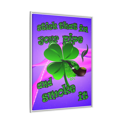 stick that in your pipe and smoke it - framed canvas art (purple-pink wave)