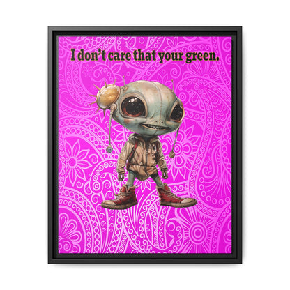 I don't care that your green - framed canvas art (pink swirl)