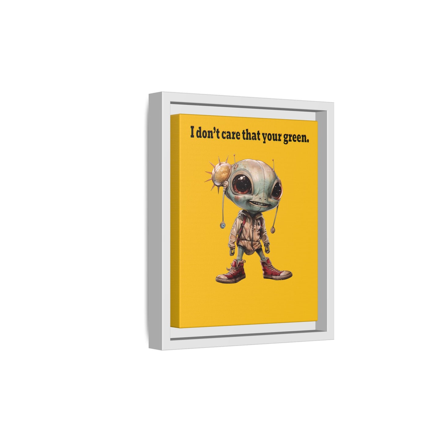 I don't care that your green - framed canvas art (yellow)