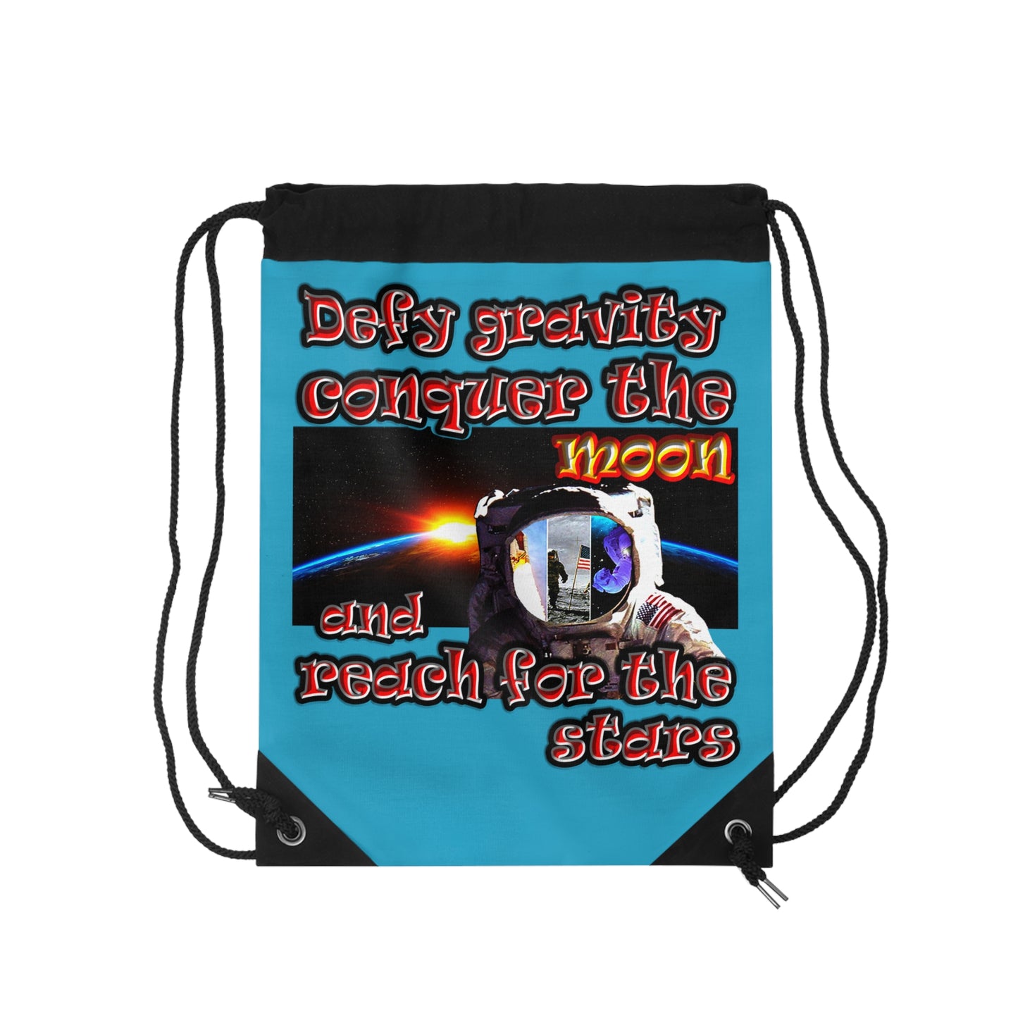 defy conquer reach - Drawstring Bag (turquoise)