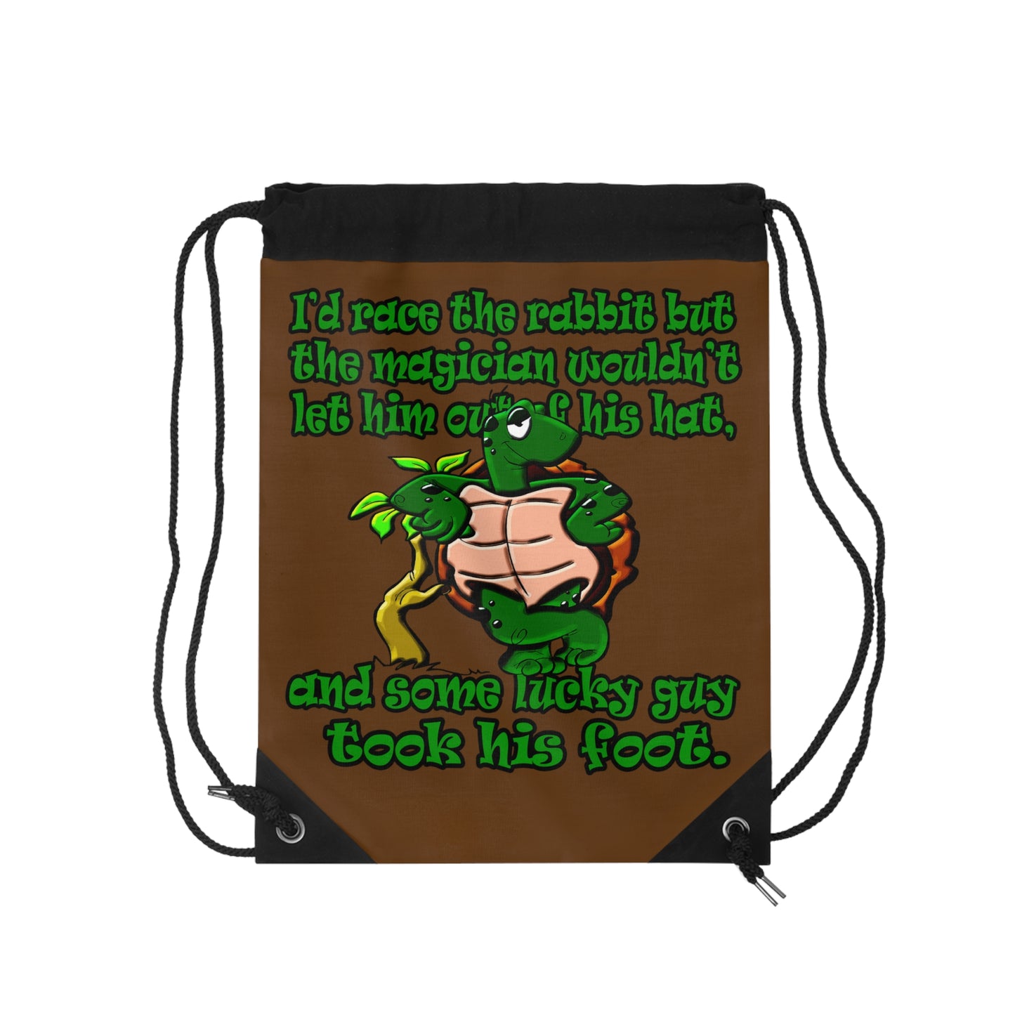 turtle race - Drawstring Bag (brown)