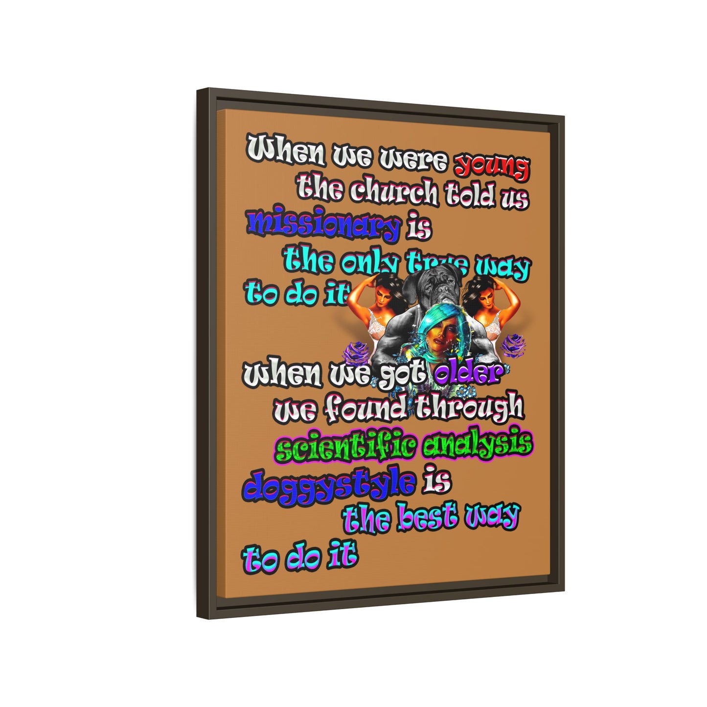 doggystyle - framed canvas art (light brown)