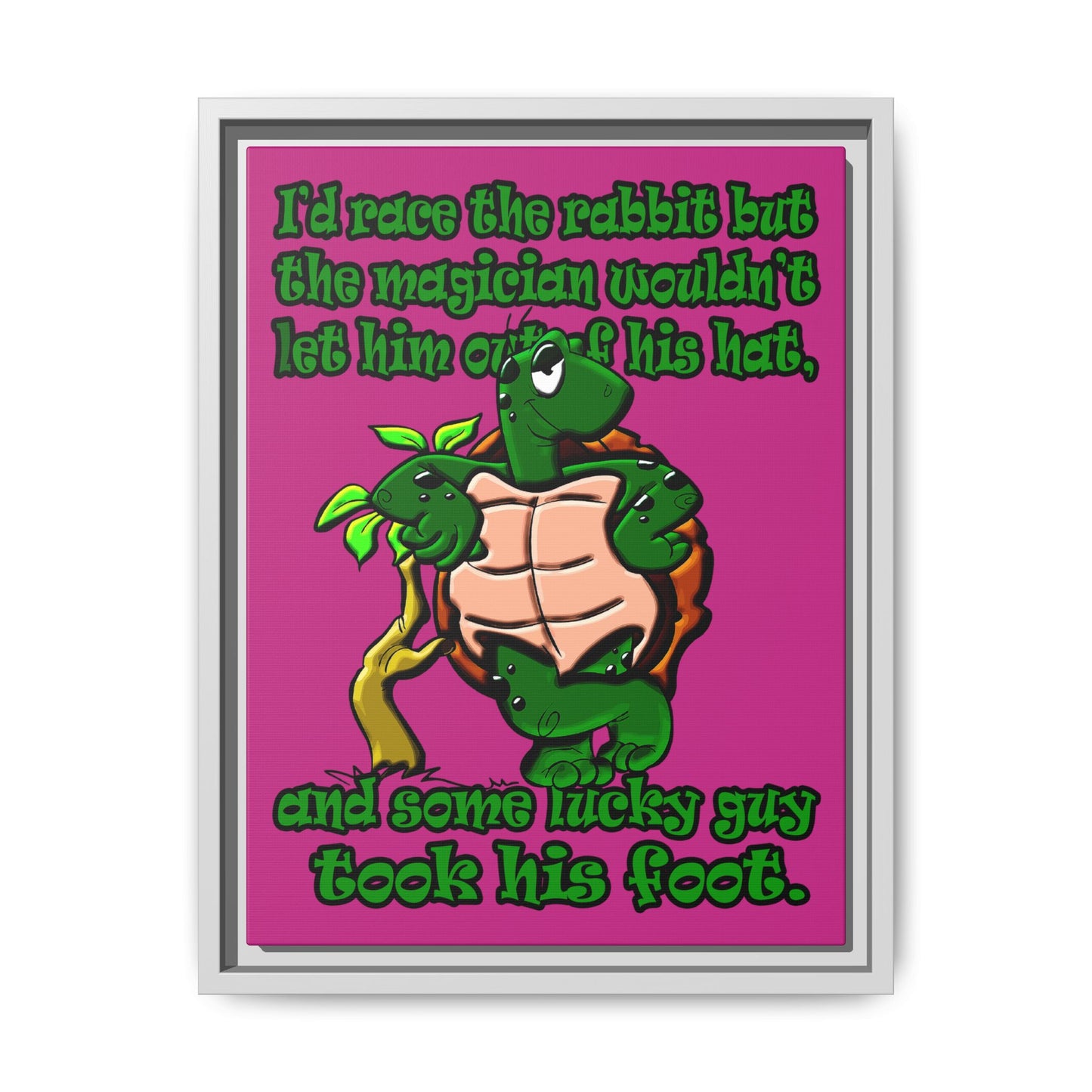 turtle race - framed canvas art (pink)