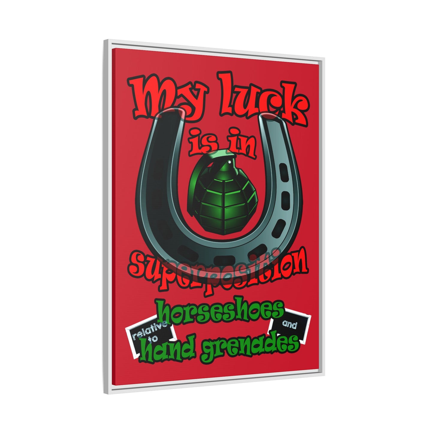 my luck - framed canvas art (dark red)