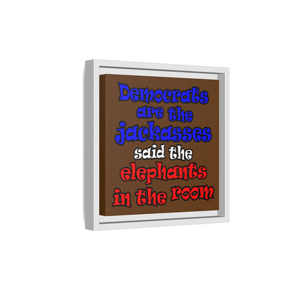 donkeys and elephants - framed canvas art (brown)