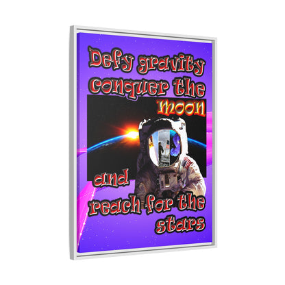 defy conquer reach - framed canvas art (purple-pink wave)