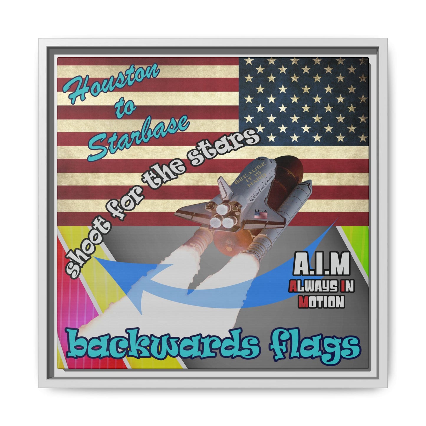 shoot for the stars - framed canvas art (rainbow split)