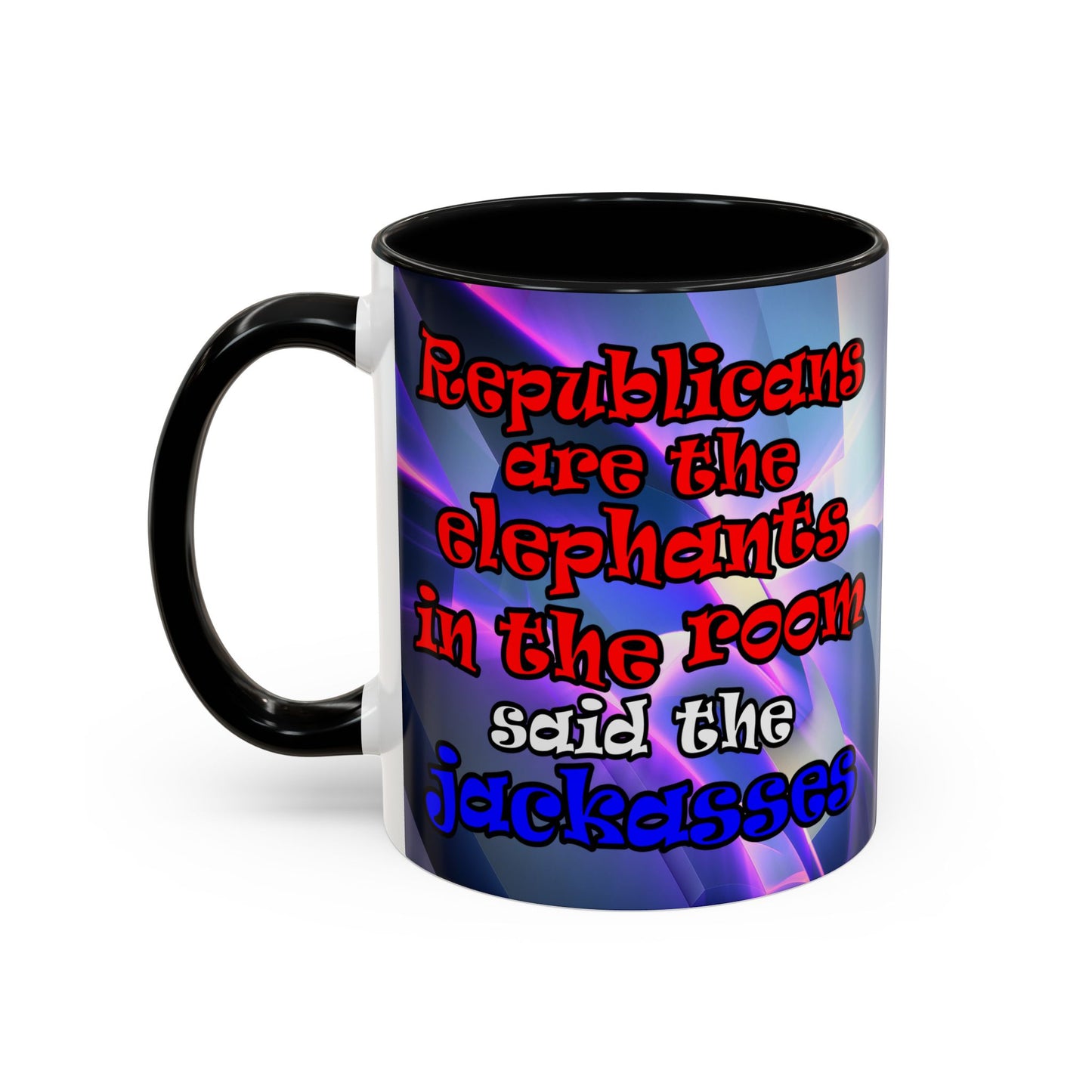 donkeys and elephants - Accent Mug (grey-pink wave)