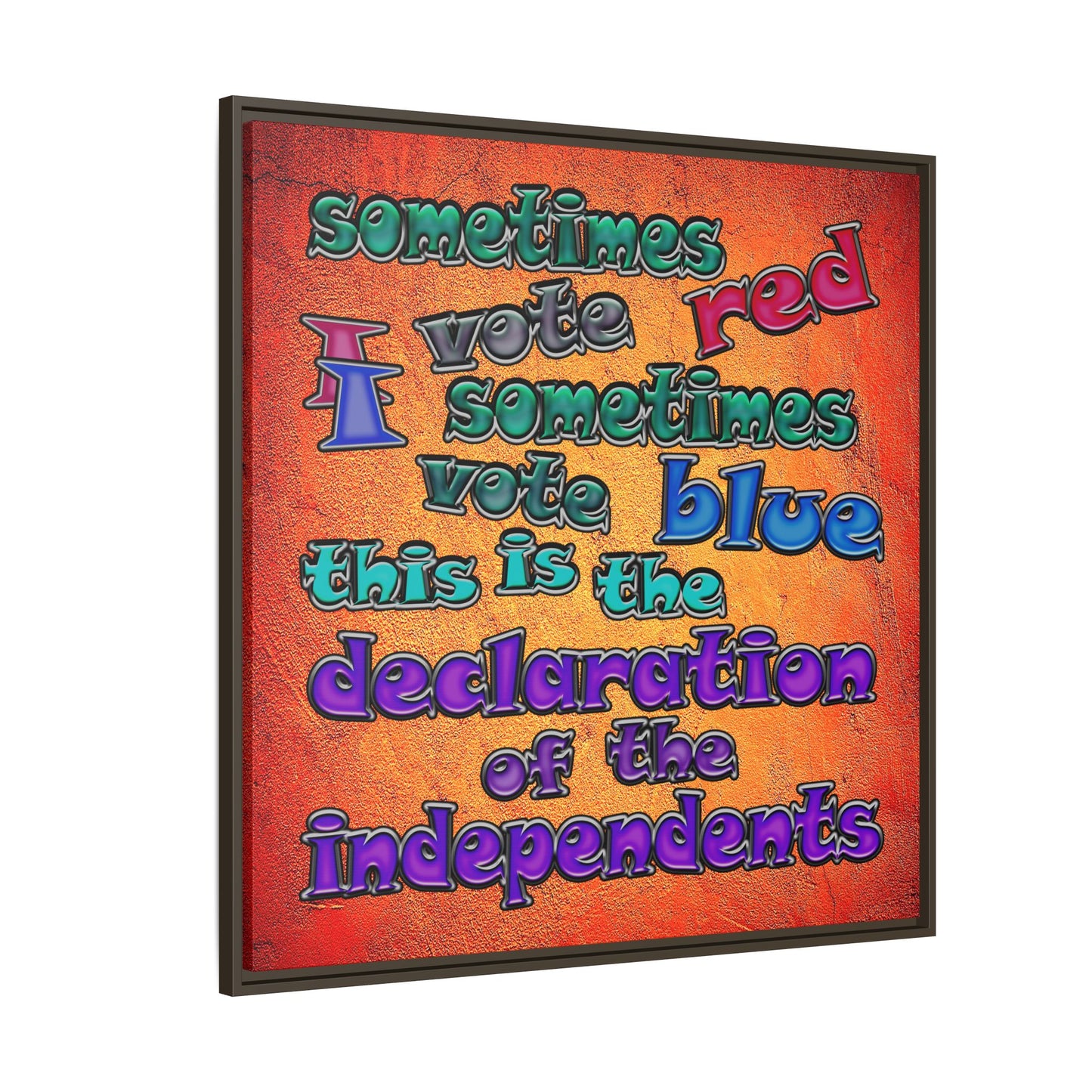 declaration of the independents - framed canvas art (burnt orange)