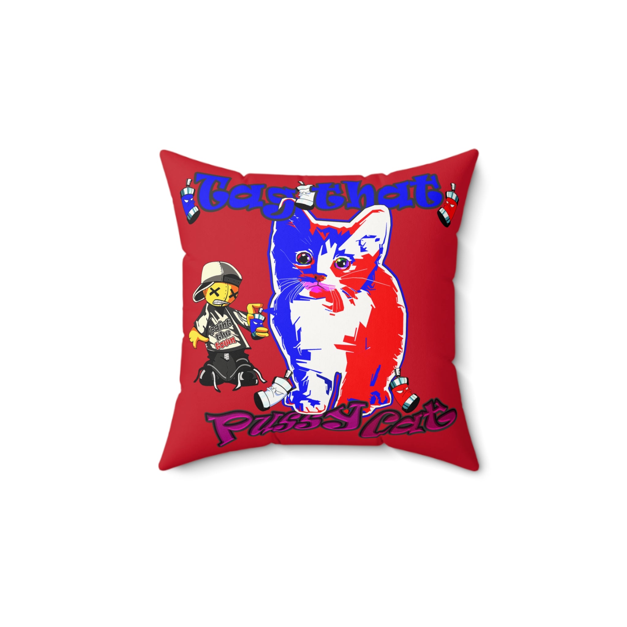 tag that - Faux Suede Square Pillow - (dark red)