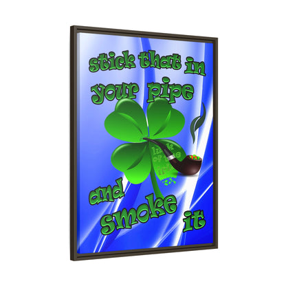 stick that in your pipe and smoke it - framed canvas art (blue-white wave)