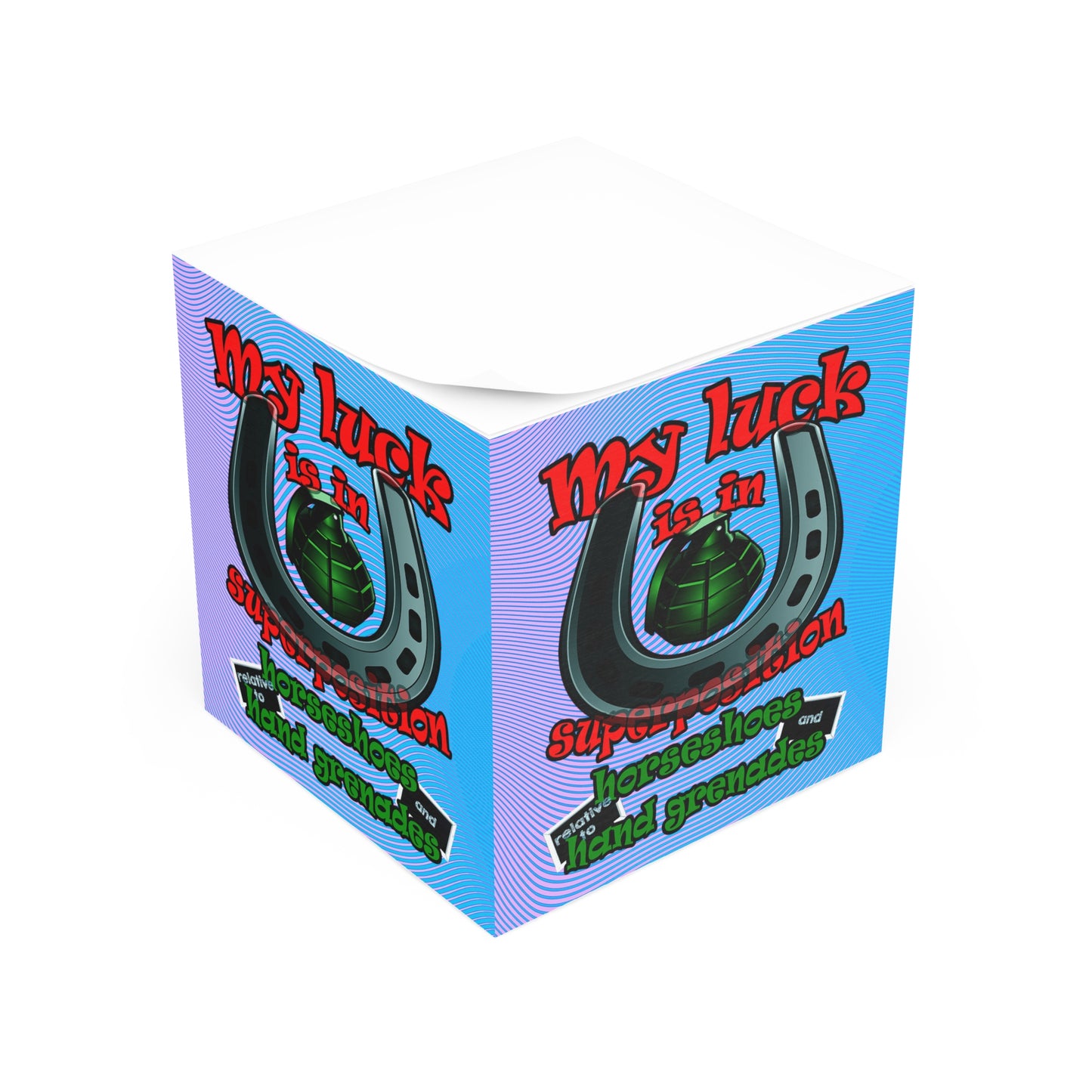 my luck - note cube (light blue-purple wave)