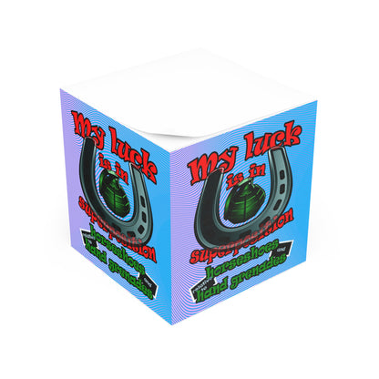 my luck - note cube (light blue-purple wave)