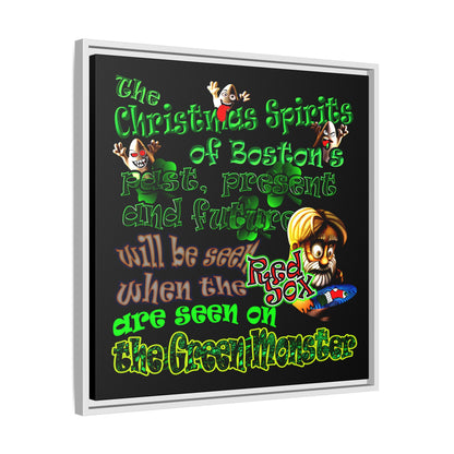 christmas spirits of boston - framed canvas art (black)