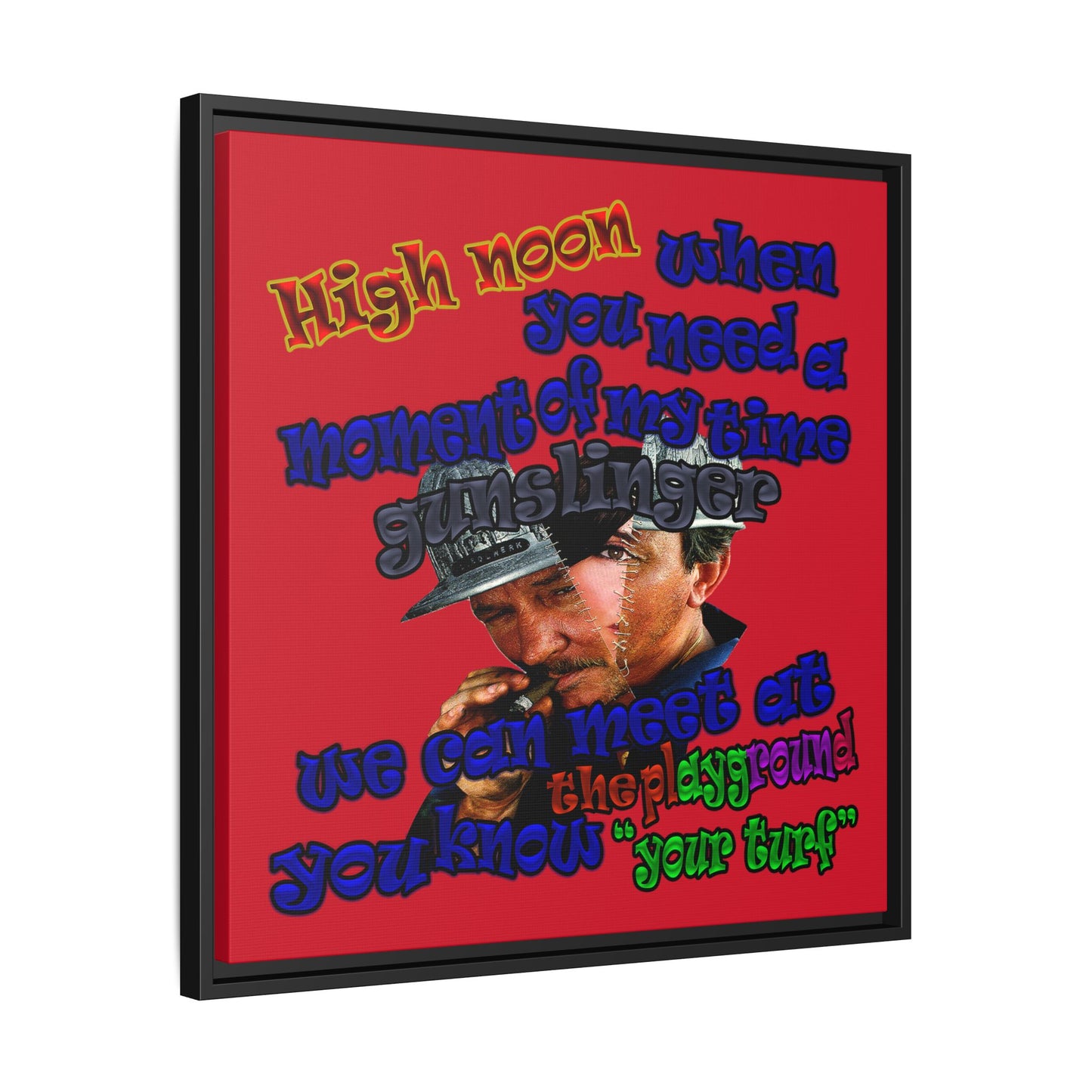 high noon - framed canvas art (dark red)