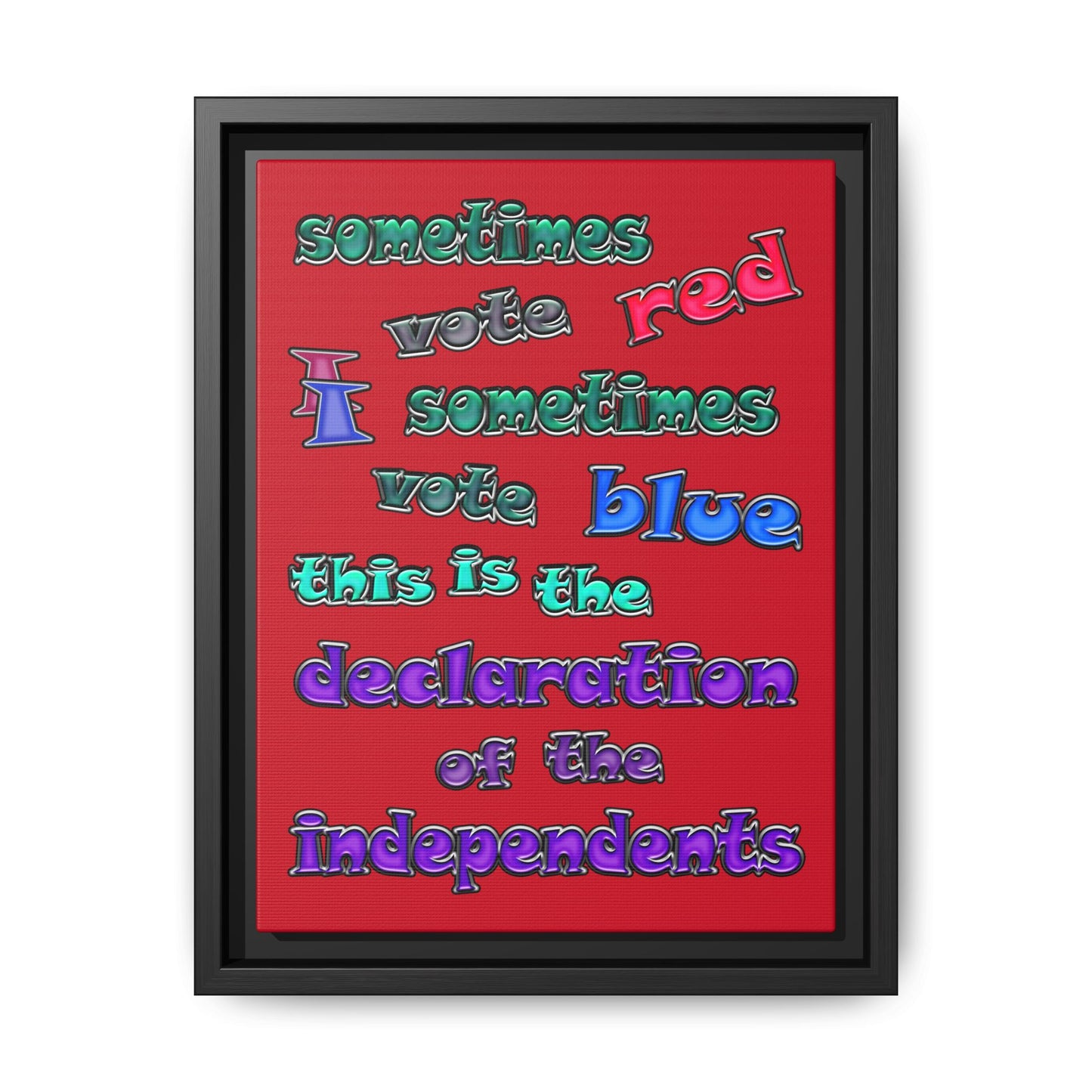 declaration of the independents - framed canvas art (dark red)