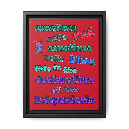 declaration of the independents - framed canvas art (dark red)