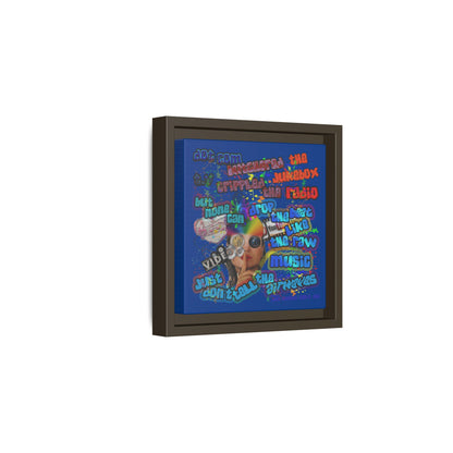 drop the beat - framed canvas art (dark blue)