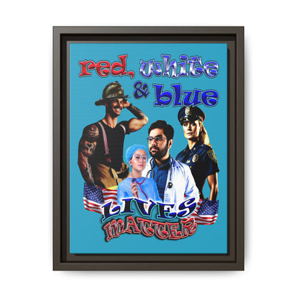 rw&b lives matter - framed canvas art (turquoise)
