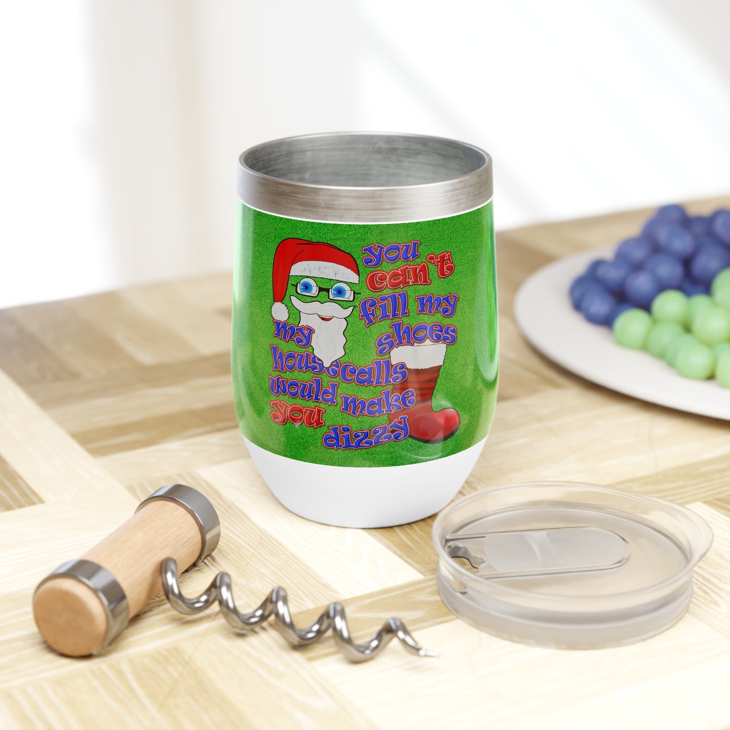 santa's shoes - Chill Wine Tumbler (green turf)