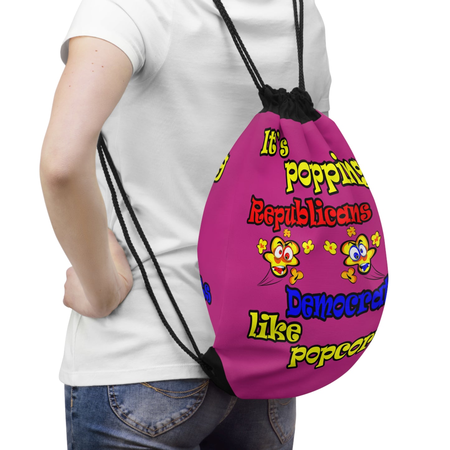 popping like popcorn - Drawstring Bag (pink)