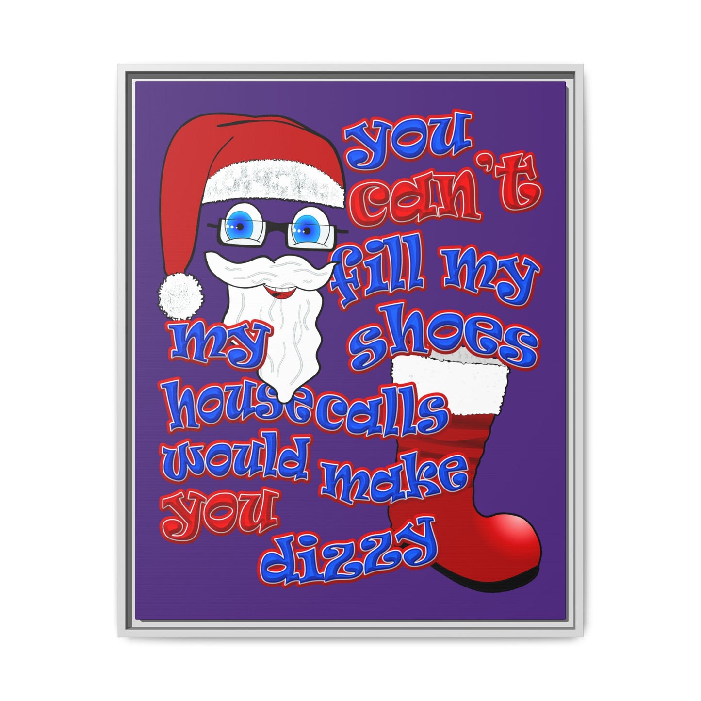 santa's shoes - framed canvas art (purple)