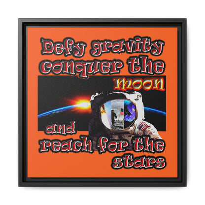 defy conquer reach - framed canvas art (orange)