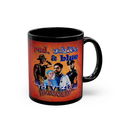 rw&b lives matter - Black Mug (burnt orange)
