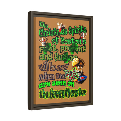 christmas spirits of boston - framed canvas art (light brown)