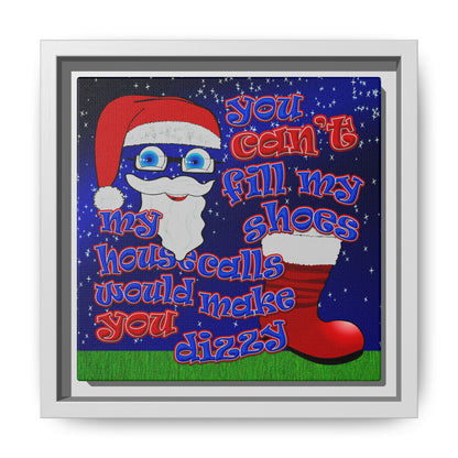 santa's shoes - framed canvas art ('snoops' background)