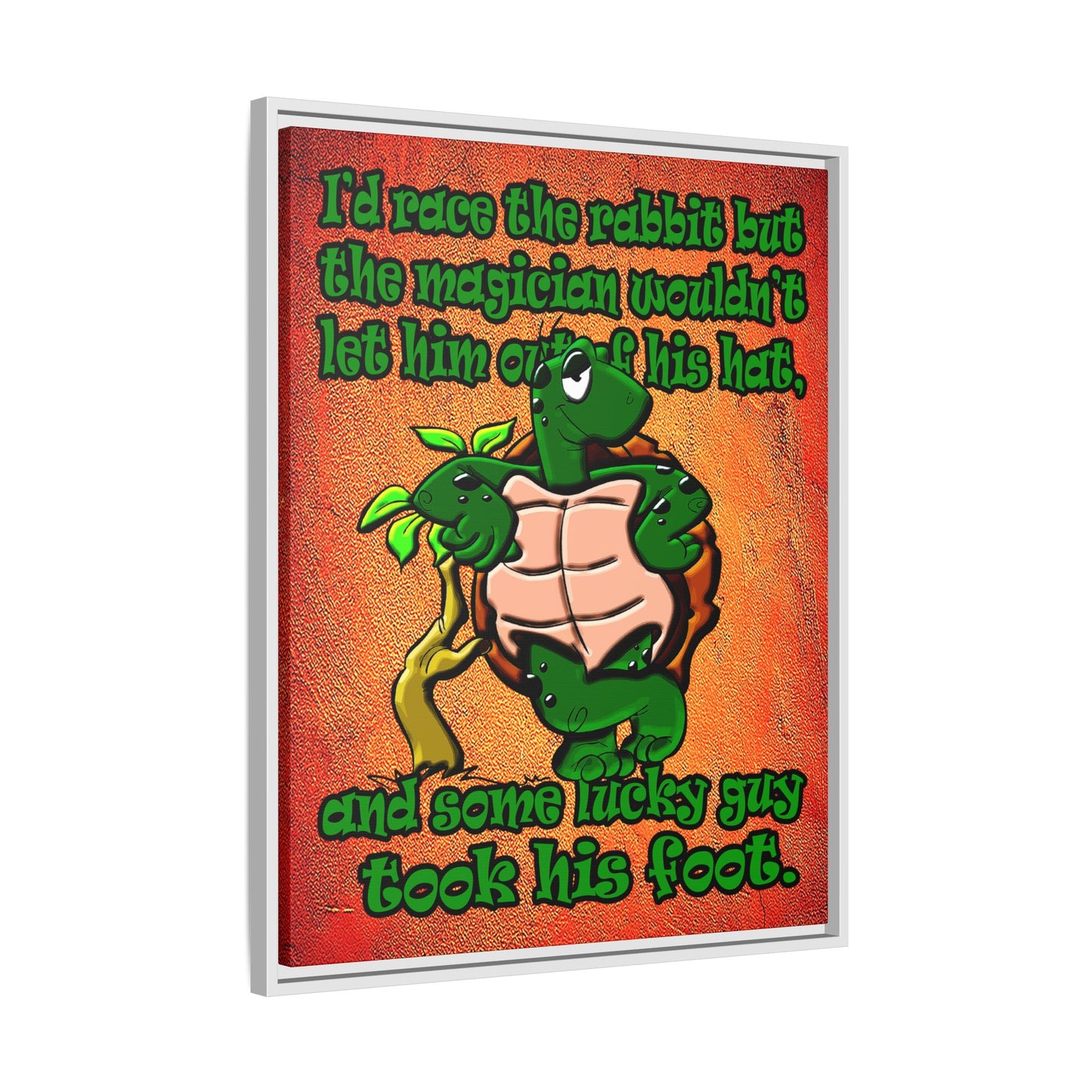 turtle race - framed canvas art (burnt orange)