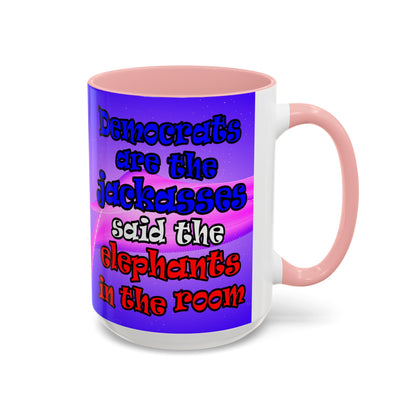 donkeys and elephants - Accent Mug (purple-pink wave)