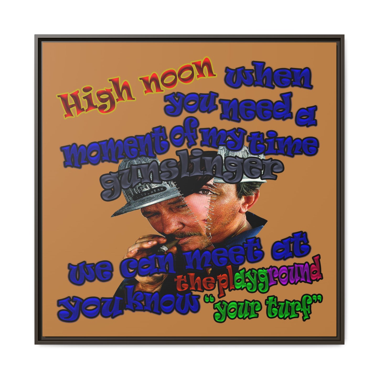 high noon - framed canvas art (light brown)
