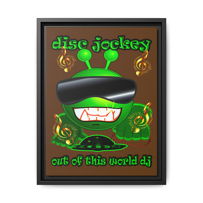disc jockey - framed canvas art (brown)
