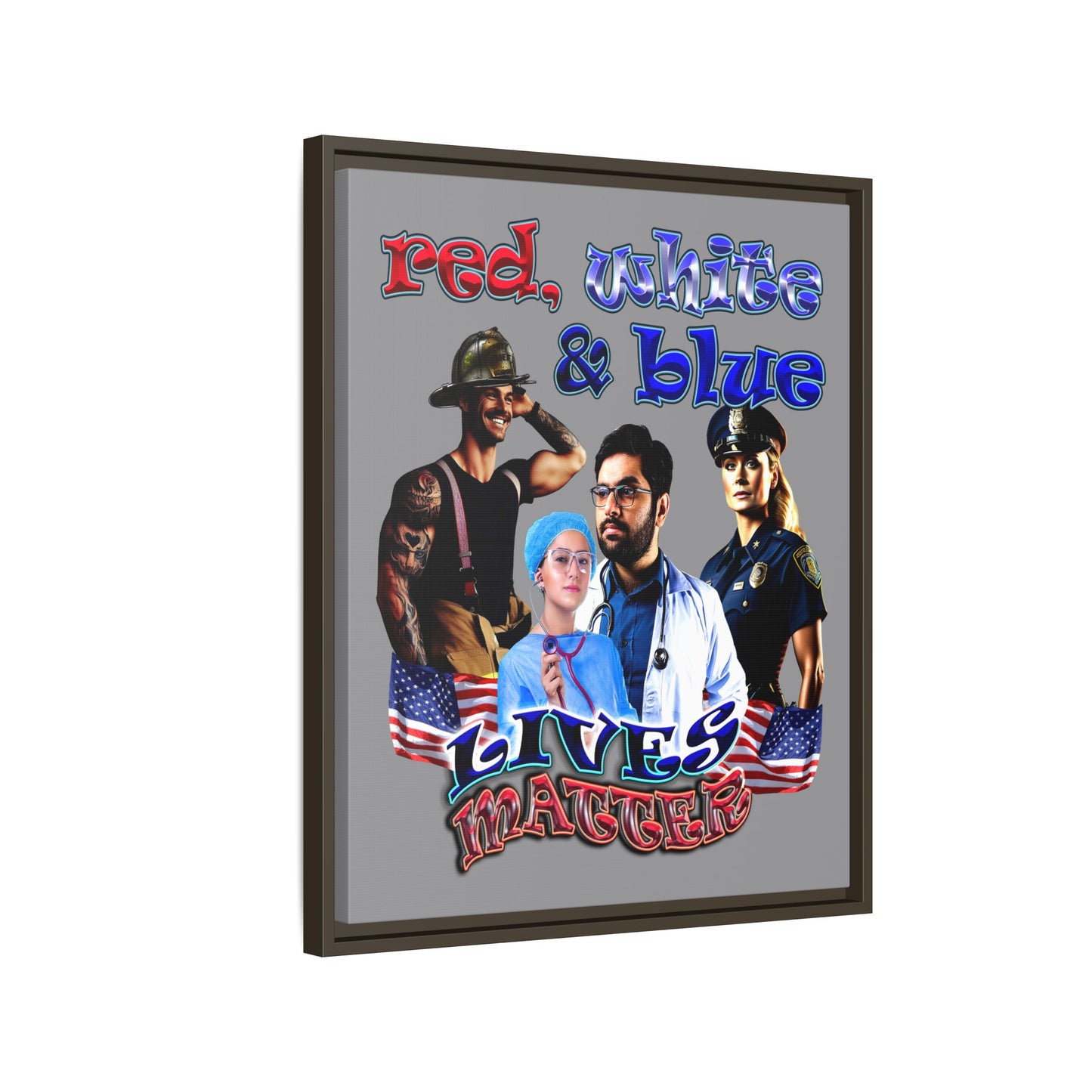 rw&b lives matter - framed canvas art (grey)