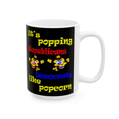 popping like popcorn - White Mug (black)