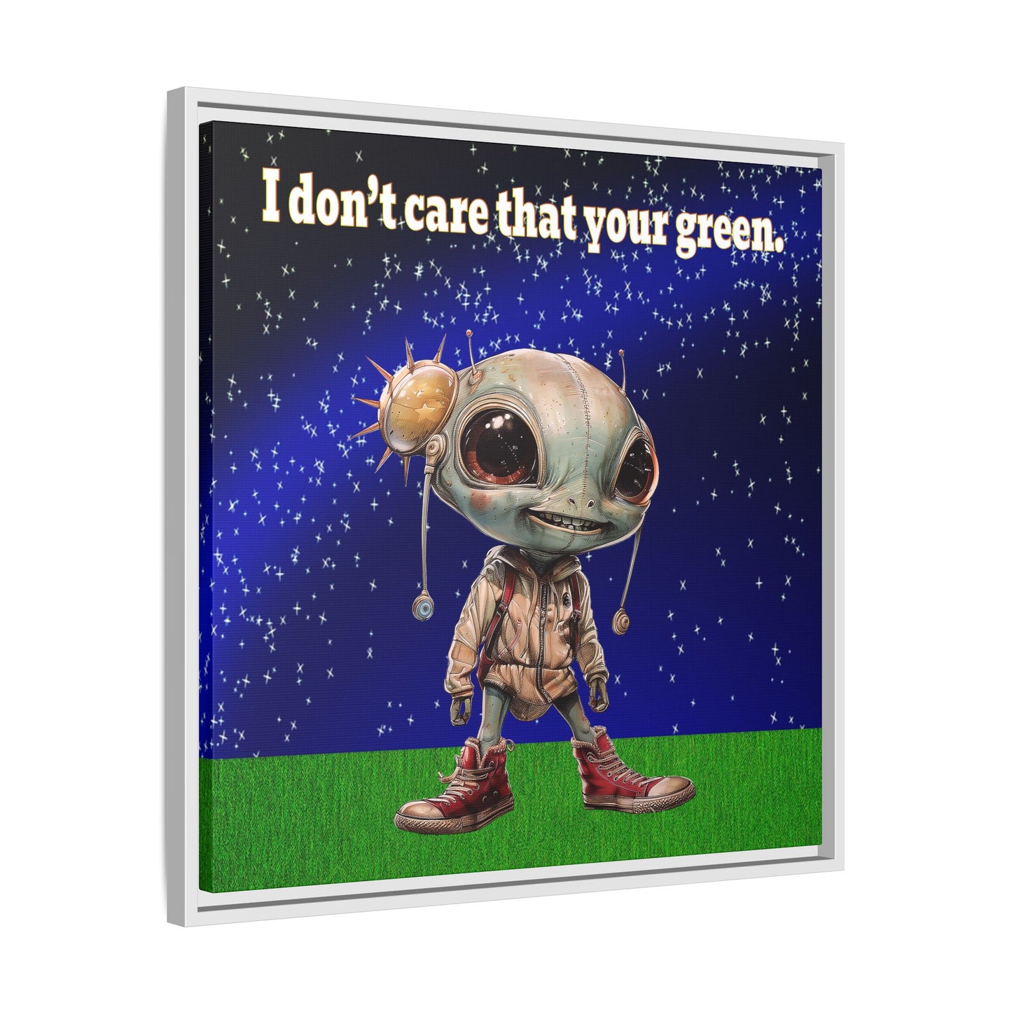 I don't care that your green - framed canvas art ('snoops' background)