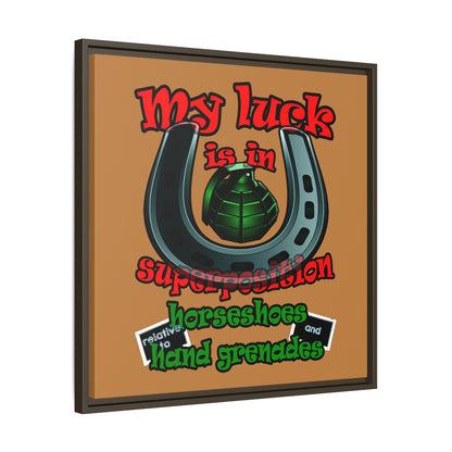 my luck - framed canvas art (light brown)