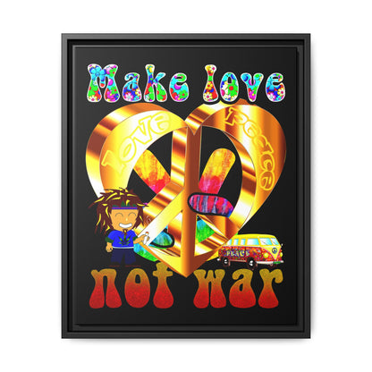 love peace - framed canvas art (black)
