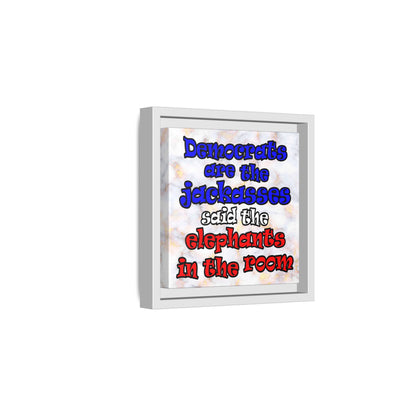 donkeys and elephants - framed canvas art (white marble)