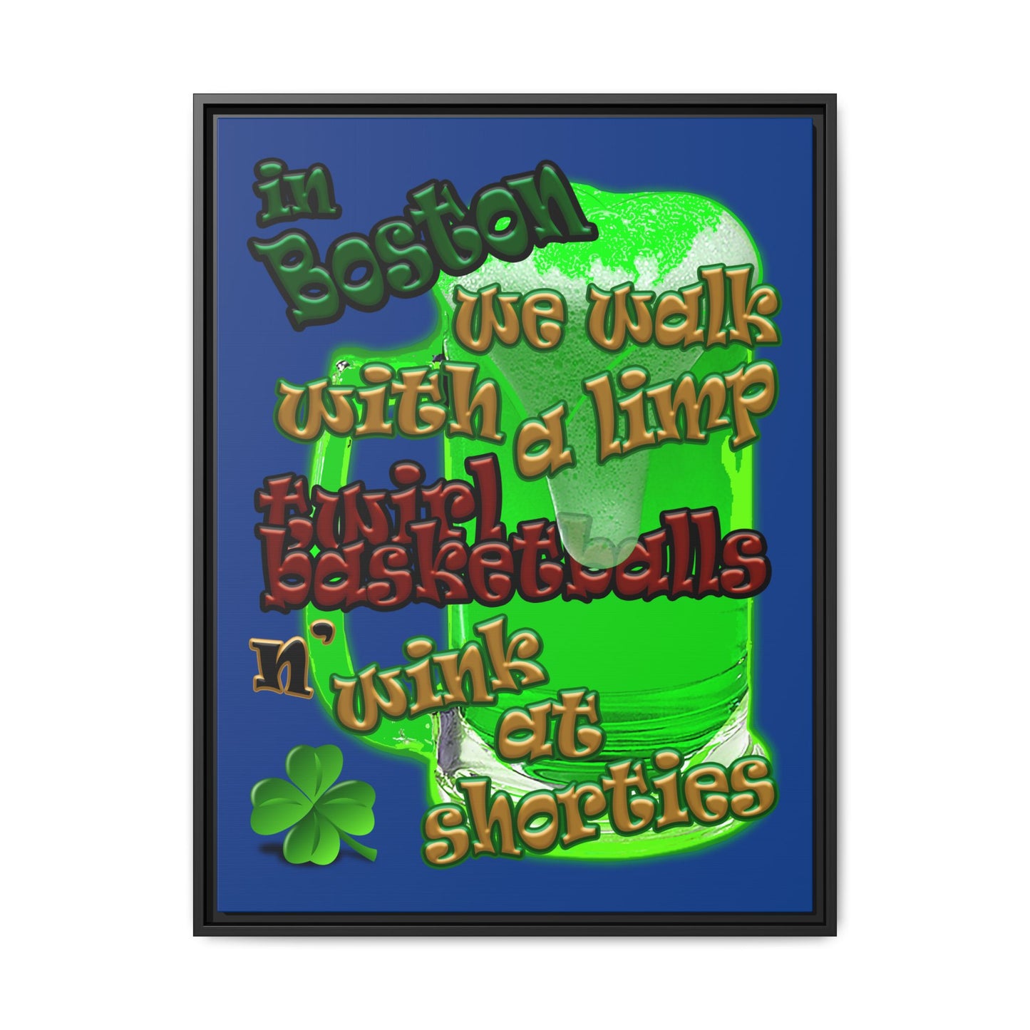 celtics logo - framed canvas art (dark blue)