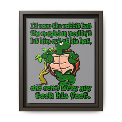 turtle race - framed canvas art (grey)
