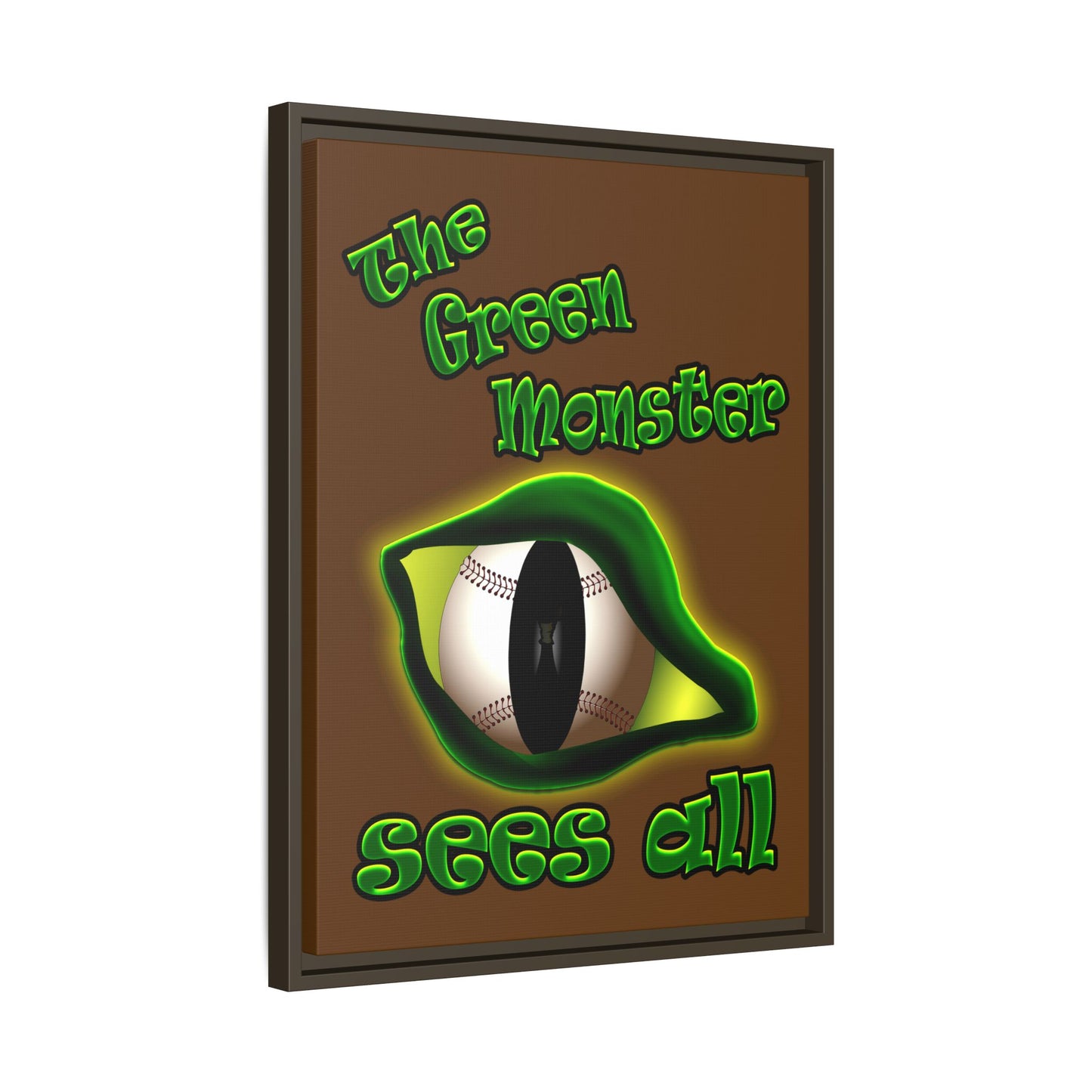 green monster - framed canvas art (brown)
