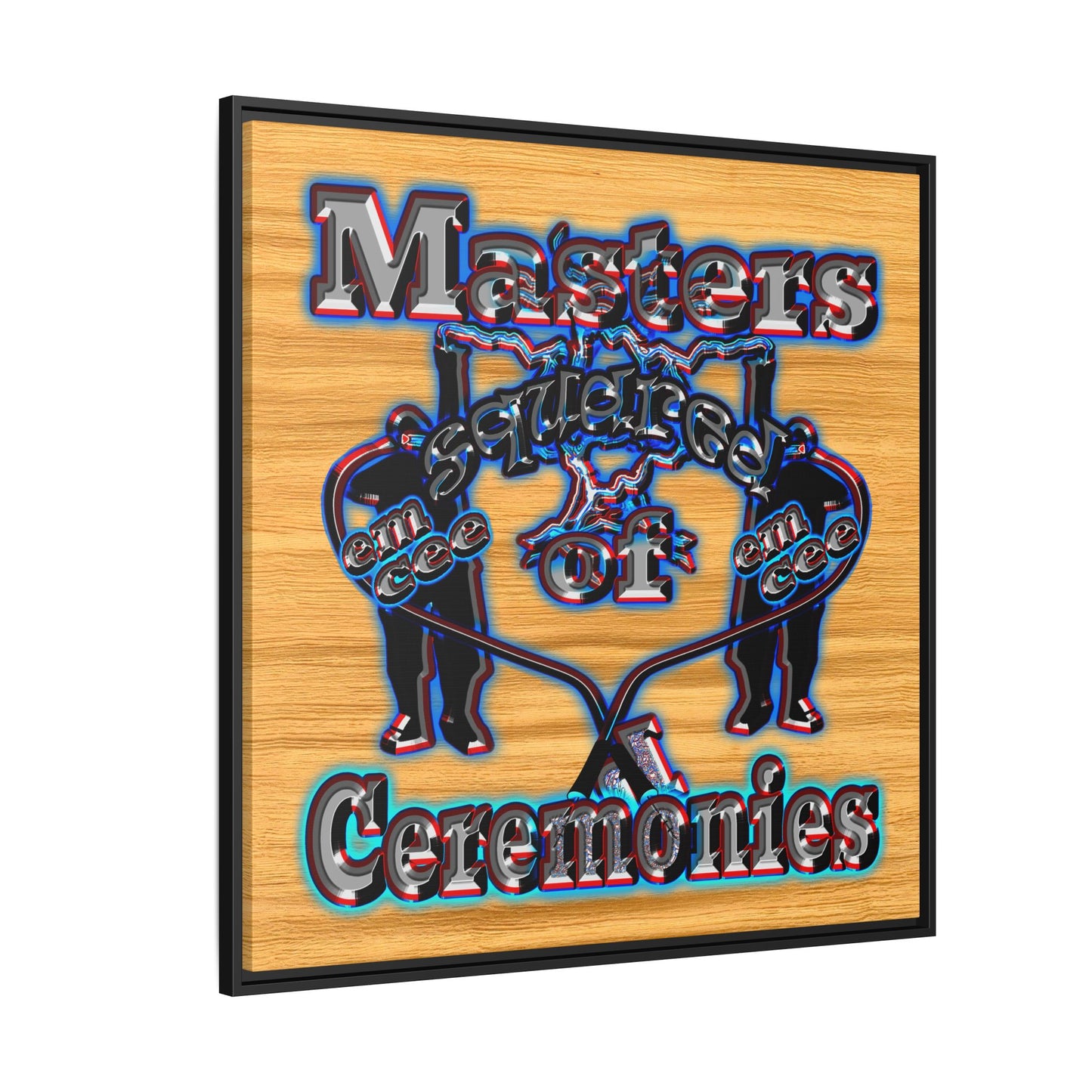 em cee squared - framed canvas art (butterscotch wood finish)