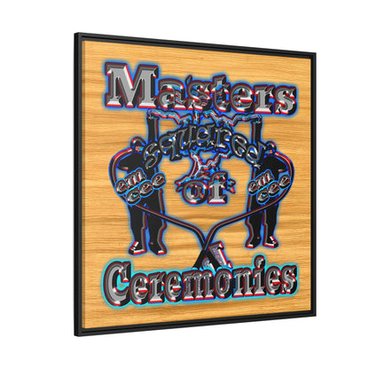 em cee squared - framed canvas art (butterscotch wood finish)